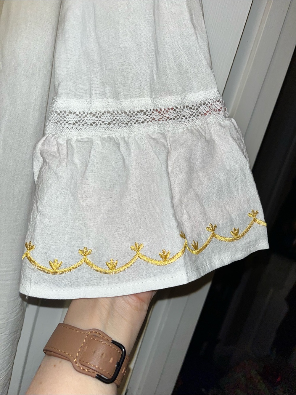Cherry Betty Ivory Floral Embroidered V-Neck Peasant Blouse - Picture 5 of 8